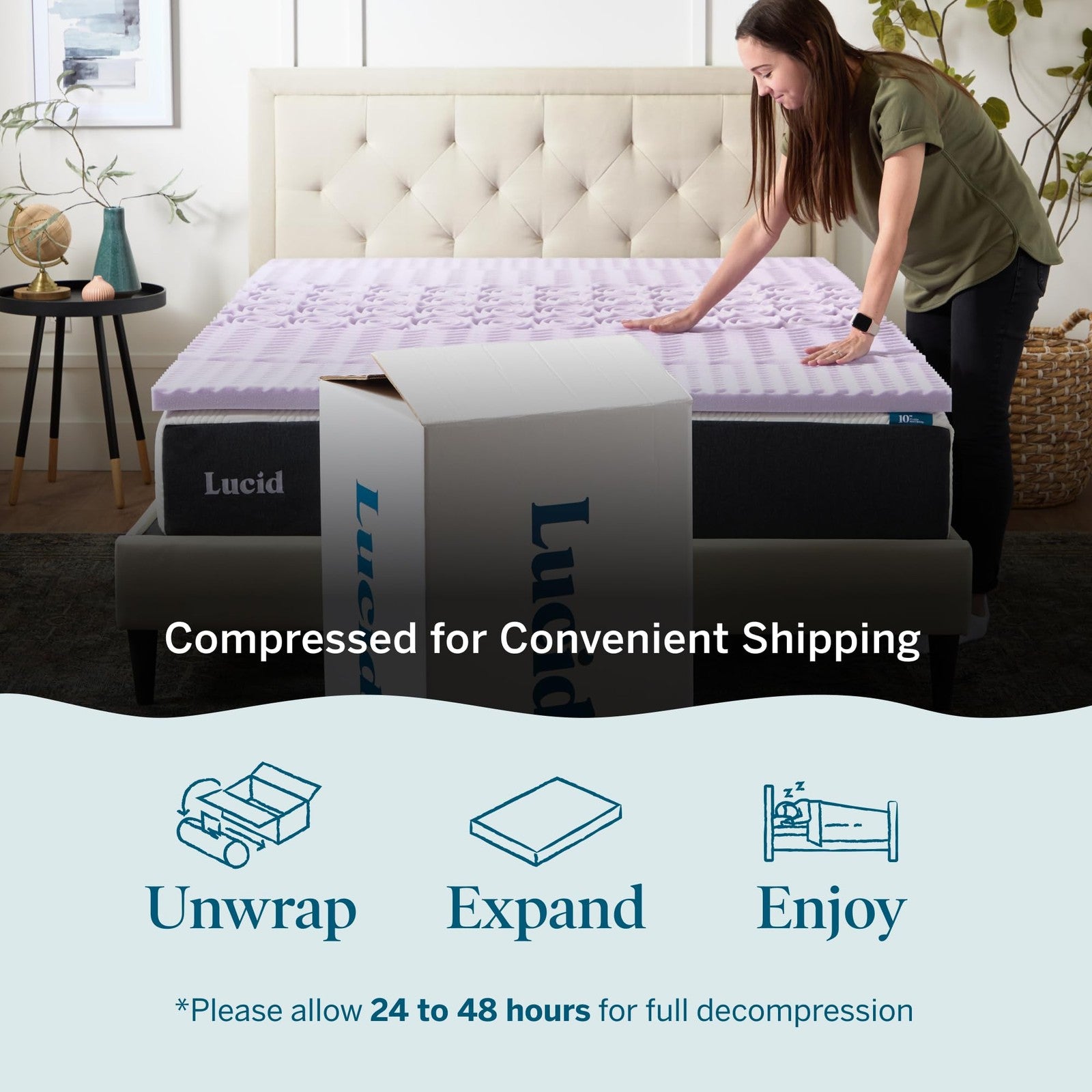 Lucid 2 Inch Mattress Topper Twin XL – Memory Foam Mattress Topper Twin XL –
