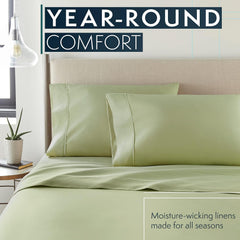 Bed Sheets Set Queen with 2 Pillowcases, Hotel Luxury Platinum 1800 Series Brushed Microfiber Deep Pocket Fitted Sheet, Fade Resistant Ultra Soft 4 Pcs Bedding for Hot Sleepers, Sage