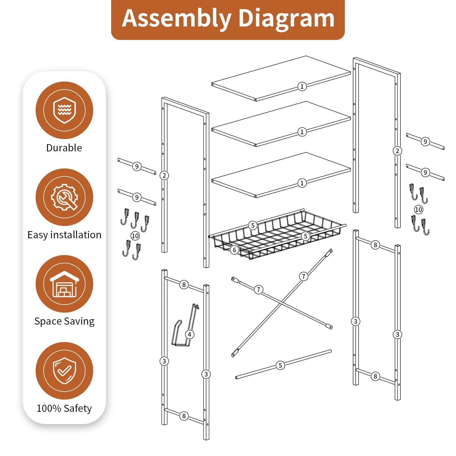 over the Toilet Storage, 4-Tier Freestanding Bathroom Shelf, above Toilet Space Saver Rack, Black