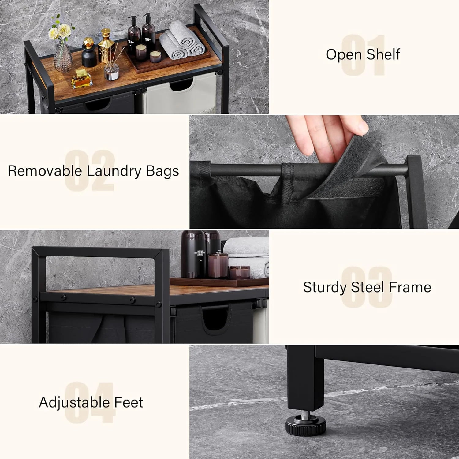 Laundry Hamper, 112L Large Double Laundry Basket, Freestanding Laundry Sorter Organizer 2 Section with Top Shelf & 2 Removable Washable Bags & Side Pockets for Dorm