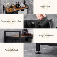 Laundry Hamper, 112L Large Double Laundry Basket, Freestanding Laundry Sorter Organizer 2 Section with Top Shelf & 2 Removable Washable Bags & Side Pockets for Dorm