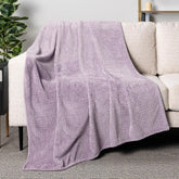 Soft Fleece Lavender Lilac Throw Blanket for Couch, Lightweight Plush Warm Blankets for Bed, Fuzzy Cozy Flannel Blanket Throw for Sofa, Travel, Jacquard Pattern, Light Purple, 50X60 Inch