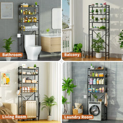 over the Toilet Storage, 4-Tier Freestanding Bathroom Shelf, above Toilet Space Saver Rack, Black