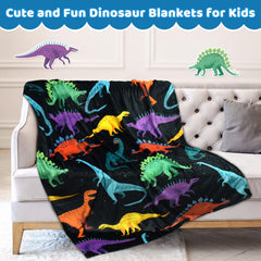 Kids Dinosaur Blanket for Boys Girls Room Decor Personalized Cute Toddler Throw Blanket Chiristmas Dinasour Birthday Year Old Gifts Toys 40X50