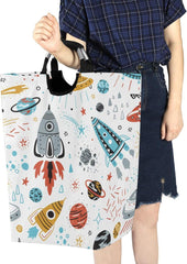 Cartoon Rockets Laundry Basket Clothes Hamper Collapsible Durable Dirty Clothes Large Storage Laundry Organizer