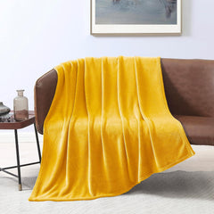 Flannel Fleece Blanket Throw Size Yellow Throw Blanket for Couch, Extra Soft Double Side Fuzzy Plush Fall Blanket, Fluffy Cozy Blanket for Adults Kids or Pet (Lightweight,Non Shedding)