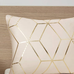 Ainsley Comforter Set-Geometric Metallic Print to Faux Fur Reverse Trendy All Season Hypoallergenic Bedding, Matching Sham, King, Blush 3 Piece (ID10-1763)