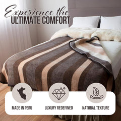 Natural Alpaca & Sheep Wool Blanket – Twin Size – Heavyweight Warmth, Thick, Breathable, Natural Texture & Scent, 63 X 84 Inches, 4.2 Lbs – Made in Peru
