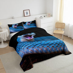 Snake Comforter Set, 3D Reptile Print Bedding Comforter, Modern Wild Animal Fashion Quilted Duvet, Full Size