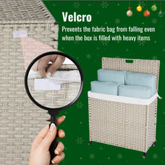 Laundry Hamper with Lid PE Rattan Powder Coating Frame Clothes Hampers with 02 Removable Bags, Wheels, 160L, Gray Color