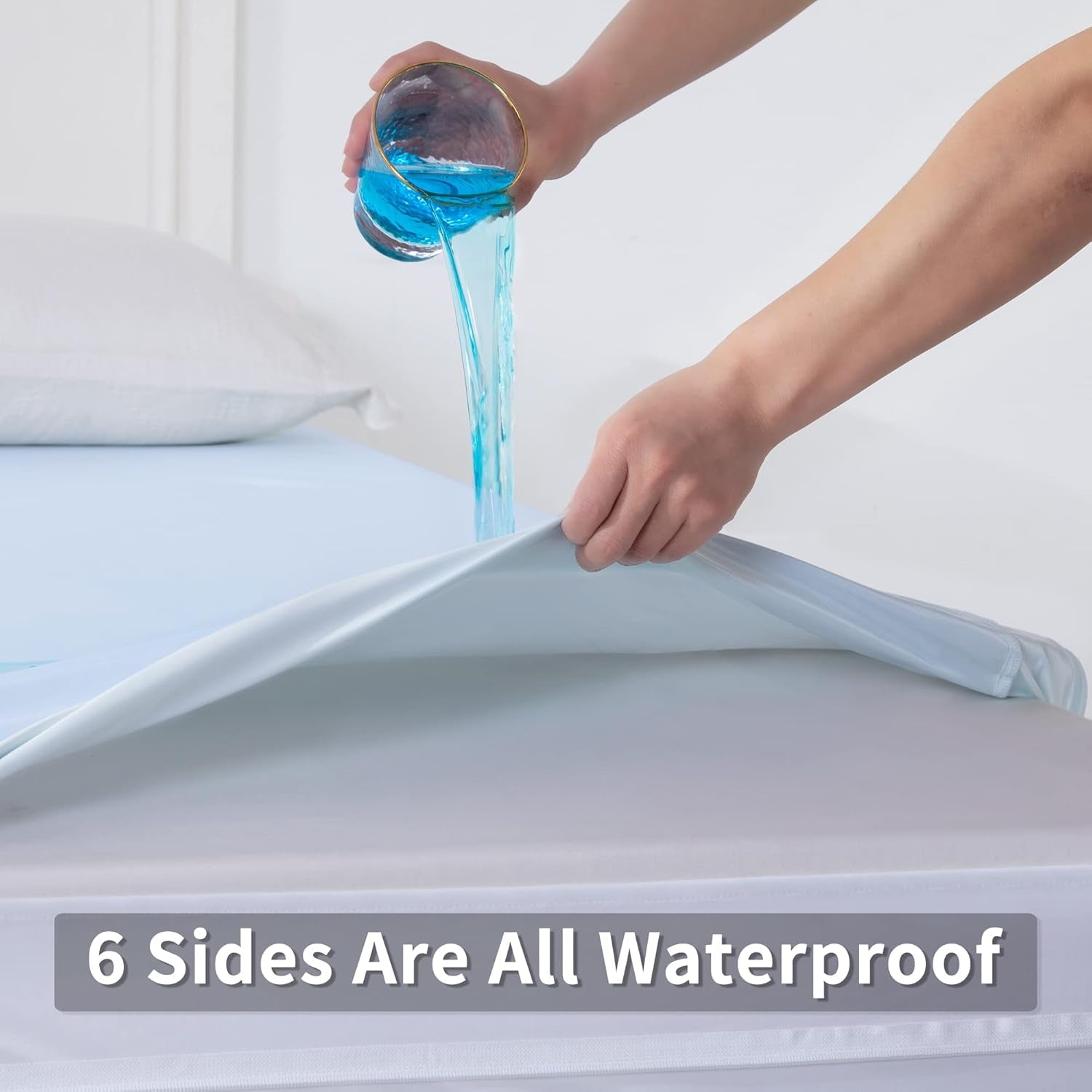 Queen Zippered Mattress Encasement - 6 Sided Waterproof Mattress Protector with Zipper - Machine Washable Mattress Cover Fits 10-15 Inches