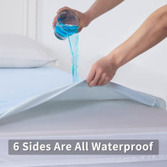Queen Zippered Mattress Encasement - 6 Sided Waterproof Mattress Protector with Zipper - Machine Washable Mattress Cover Fits 10-15 Inches