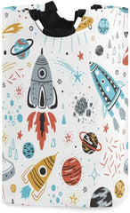 Cartoon Rockets Laundry Basket Clothes Hamper Collapsible Durable Dirty Clothes Large Storage Laundry Organizer