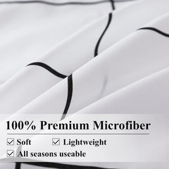 White Grid Comforter Set Queen(90X90Inch), 3 Pieces (1 Plaid Comforter and 2 Pillowcases) White Plaid Comforter Set, Lightweight Microfiber Gingham Geometric Comforter Bedding Set