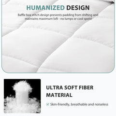 King Size Comforter, White down Alternative Comforters, Fluffy and Soft Bedding for All Seasons, Machine Washable