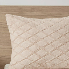 Ainsley Comforter Set-Geometric Metallic Print to Faux Fur Reverse Trendy All Season Hypoallergenic Bedding, Matching Sham, King, Blush 3 Piece (ID10-1763)