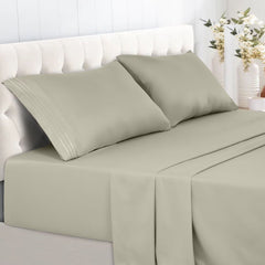 Twin Size Sheet Set - Hotel Luxury 1800 Bedding Sheets & Pillowcases - Deep Pocket up to 16" Mattress Cooling Bed Sheets, Taupe