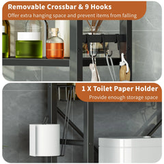 over the Toilet Storage, 4-Tier Freestanding Bathroom Shelf, above Toilet Space Saver Rack, Black