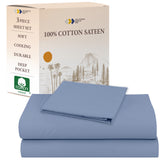 XL Twin Sheets Blue Set- 100% Cotton Bed Sheets Set, Soft Cooling Sheets, Adult/Teen 3 Piece Bedding Sheets and Pillowcase Set - Blue Hydrangea Bedding