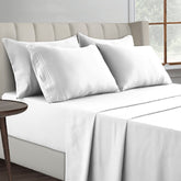 Bed Sheets - 6 Pc Full Size Sheets - 16 Inches Deep Pocket Brushed Microfiber Bedding Sheets & Pillowcases (Full, White)