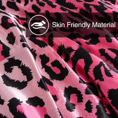 Leopard Printed,Satin Silky Soft Quilt Sexy Luxury Super Soft Microfiber Comforter Quilt Bedding Comforter Set Full/Queen, Light Weighted (Pink, Queen(88-By-88-Inches))