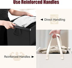 Laundry Hamper, 112L Large Double Laundry Basket, Freestanding Laundry Sorter Organizer 2 Section with Top Shelf & 2 Removable Washable Bags & Side Pockets for Dorm