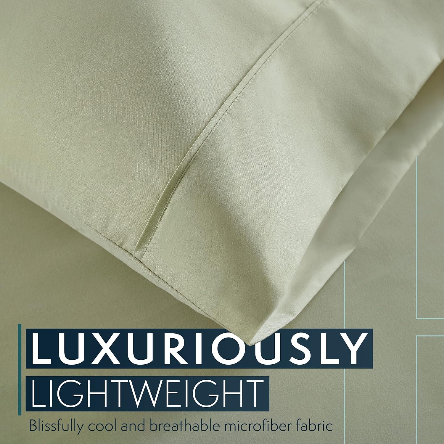 Bed Sheets Set Queen with 2 Pillowcases, Hotel Luxury Platinum 1800 Series Brushed Microfiber Deep Pocket Fitted Sheet, Fade Resistant Ultra Soft 4 Pcs Bedding for Hot Sleepers, Sage