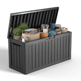 80 Gallon Resin Deck Box, Lockable Patio Outdoor Storage Box for Furniture, Garden Tools and Tools Storage, Waterproof outside Storage Boxes