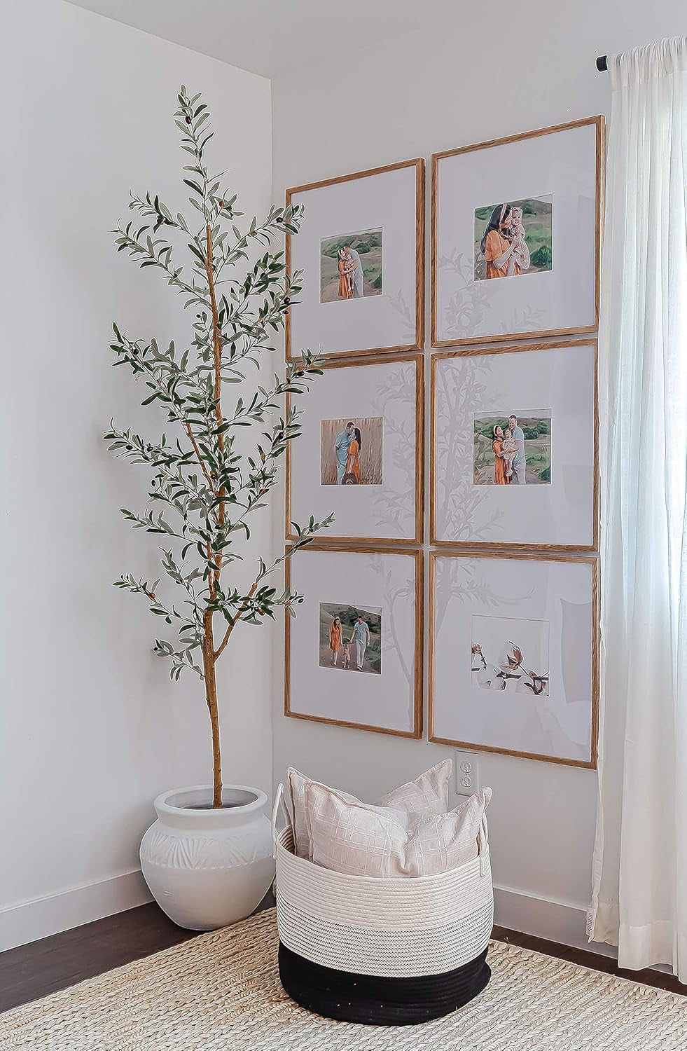 Large Woven Storage Basket for Blankets and Toys 20" X 13" Inch, Rope Laundry Basket with Handles, Cushions & Pillows Storage Bin, Nursery Hamper, Soft round Dog Toy Bin - Black/Off-White