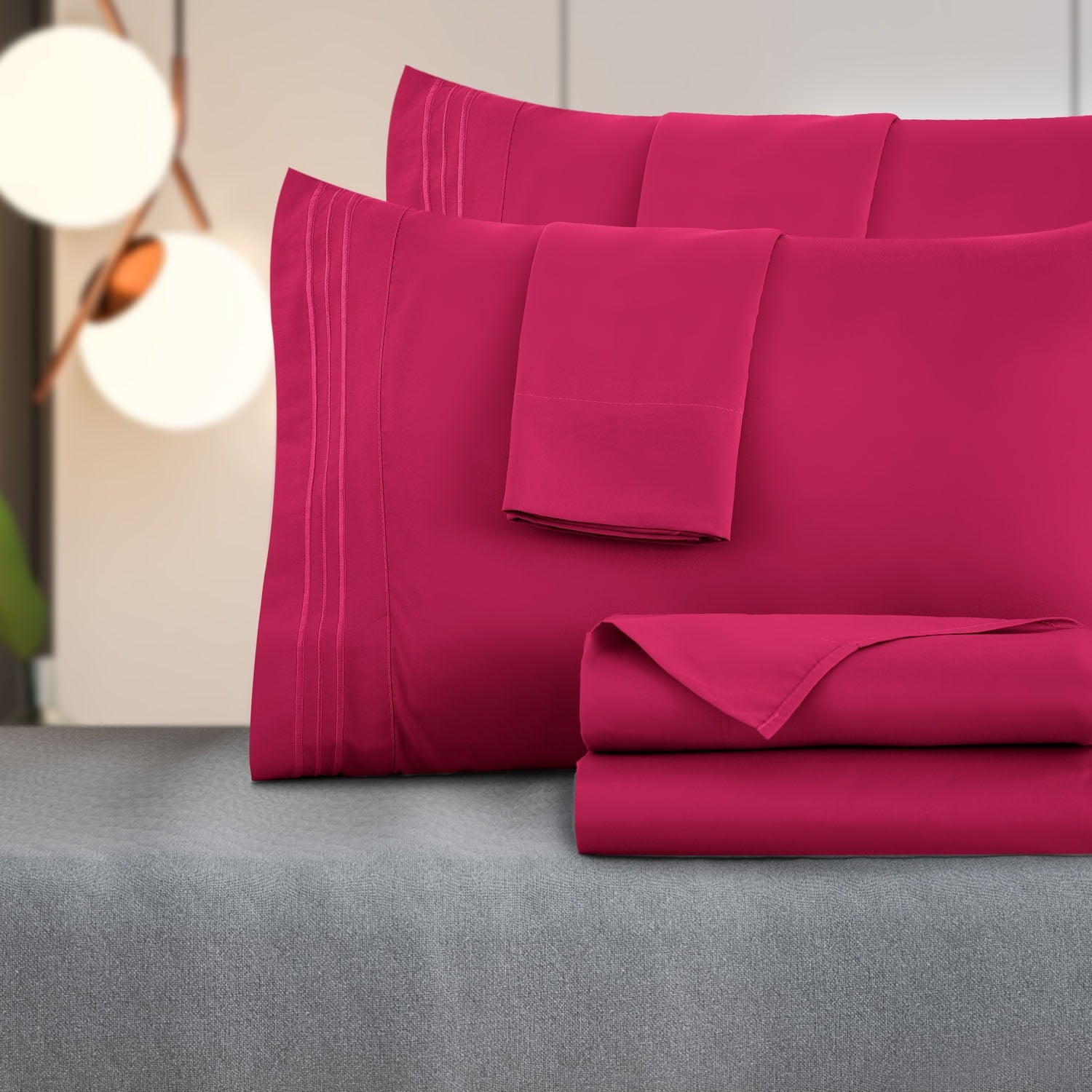 Queen Size Deep Pocket Soft Brushed Microfiber Wrinkle Resistant Bed Sheet Set - Burgundy