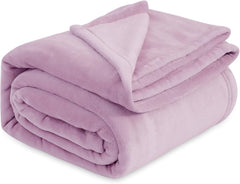 Gentlesoft Fleece Blankets Queen Size Lilac Lavender - Bed Blanket Soft Lightweight Plush Fuzzy Cozy Luxury Microfiber, 90X90 Inches