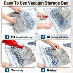 Vacuum Storage Seal Bags, 10 Jumbo Space Saver Vacuum Sealer Bags for Clothes, Comforters, Blankets, Bedding (10J)