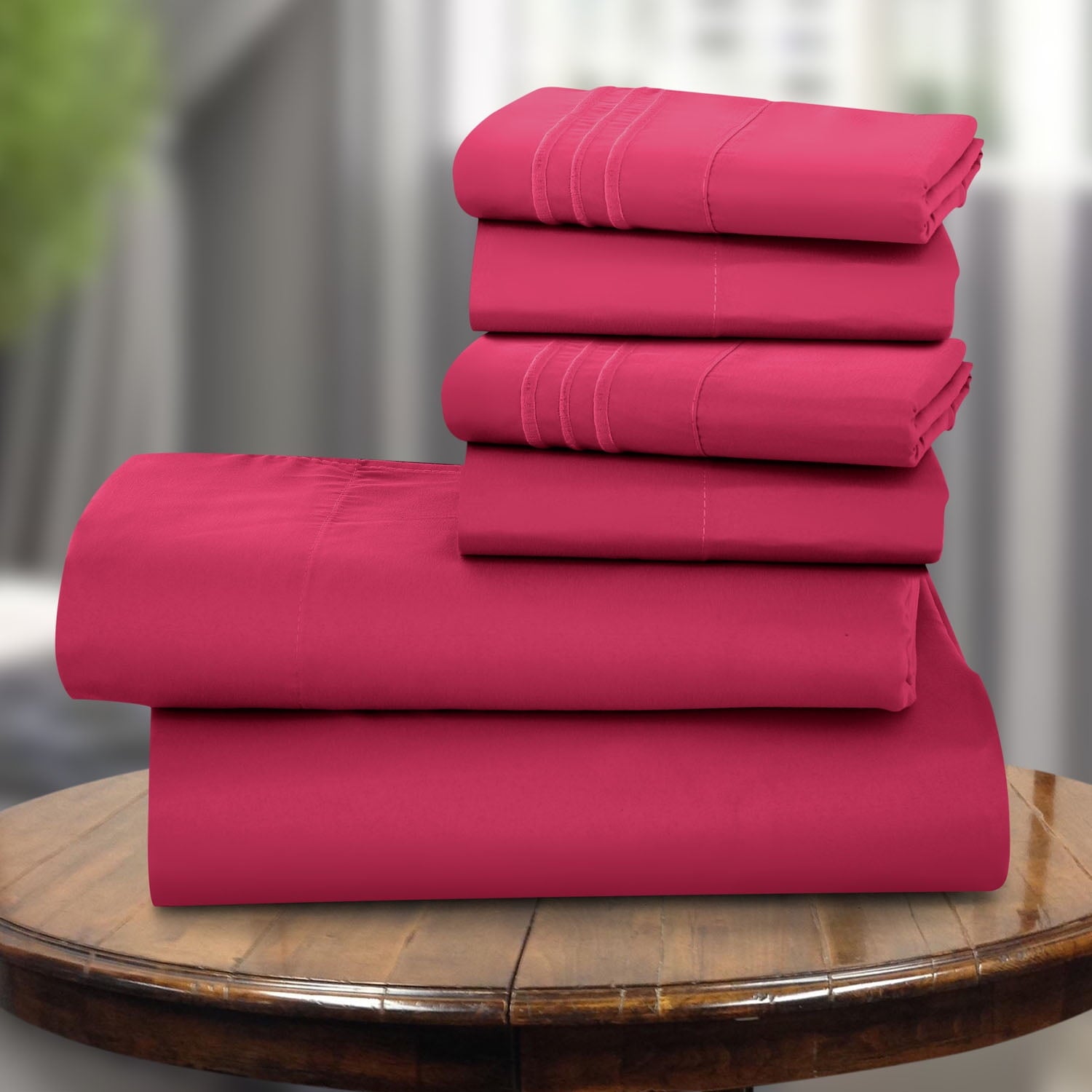 Queen Size Deep Pocket Soft Brushed Microfiber Wrinkle Resistant Bed Sheet Set - Burgundy
