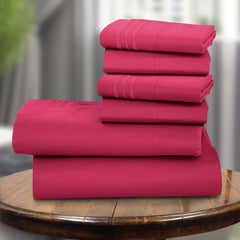 Queen Size Deep Pocket Soft Brushed Microfiber Wrinkle Resistant Bed Sheet Set - Burgundy