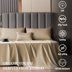 Queen Size Sheet Set - Rayon Derived from Bamboo, Luxury Cooling Bed Sheets, 16" Extra Deep Pocket, Soft & Breathable Hotel Bedding Sheets and Pillowcases Sets
