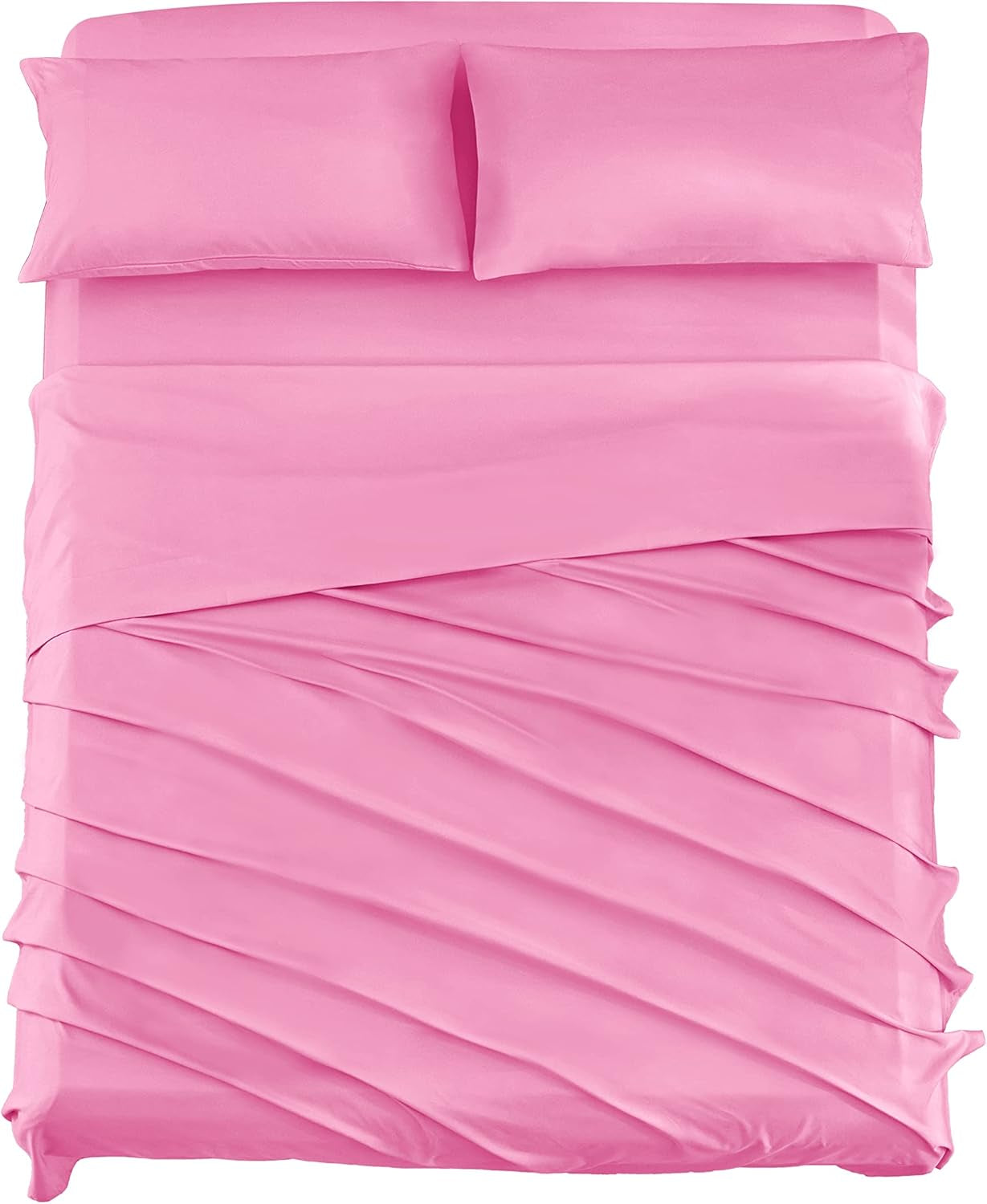 Queen Sheets Set (4 Piece), Super Soft Brushed Microfiber Bed Sheets with 16 Inch Deep Pocket, Egyptian Quality Luxury Bedding Set - Pink