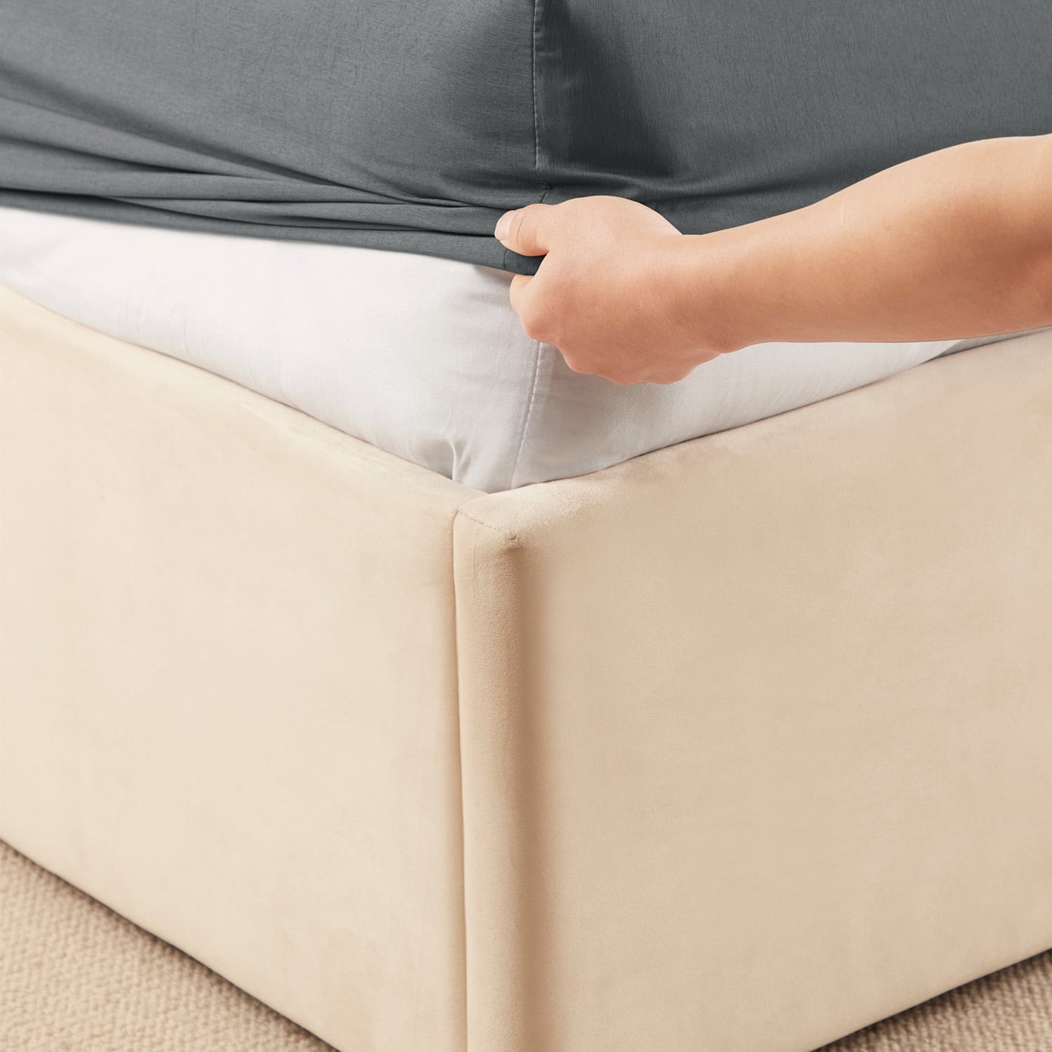 Bed Sheets Set, Deep Pocket Rayon Derived from Bamboo & Microfiber Cooling 4 Piece California King Sheets Sets, Gray