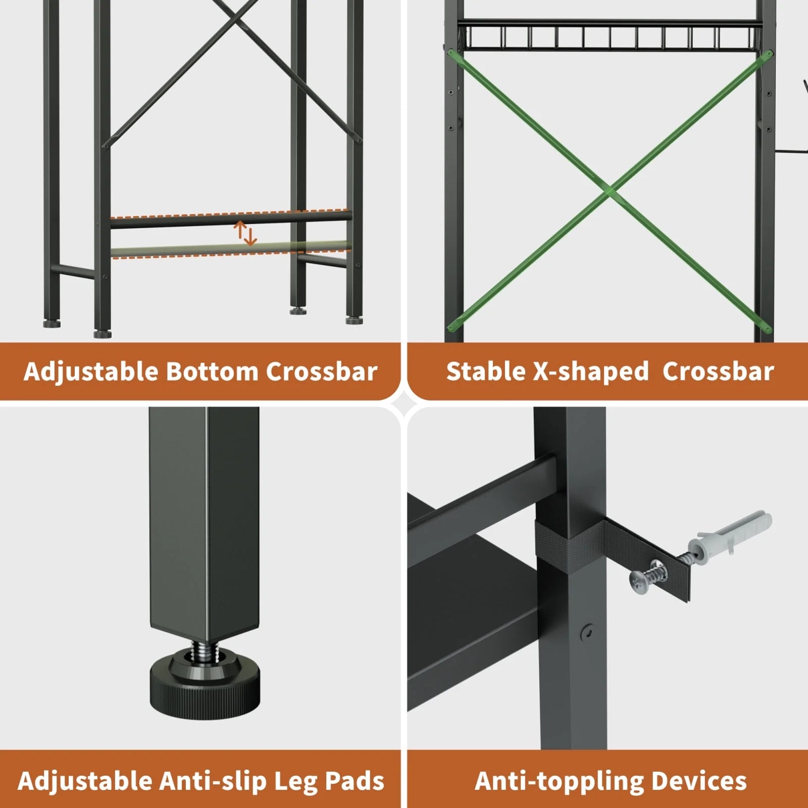 over the Toilet Storage, 4-Tier Freestanding Bathroom Shelf, above Toilet Space Saver Rack, Black