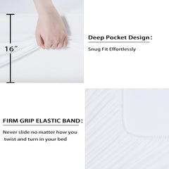 Bed Sheets and Pillowcase Set Rayon Derived from Bamboo, Cool Sheets for Hot Sleepers, 3 PCS Bedding Sheets with 16 Inch Deep Pocket Fitted Sheet, 1 Flat Sheet, 1 Pillowcase (White, Twin)