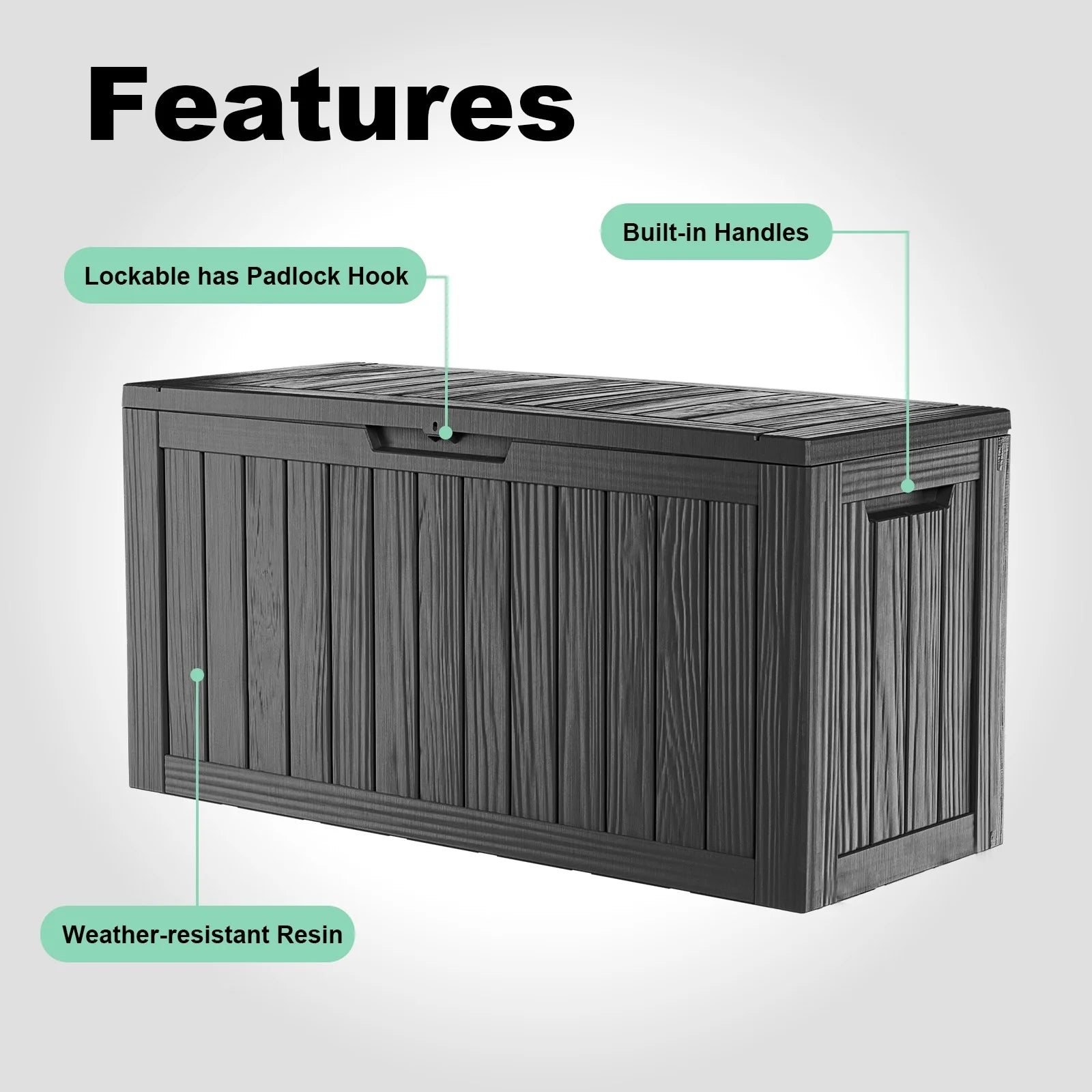 80 Gallon Resin Deck Box, Lockable Patio Outdoor Storage Box for Furniture, Garden Tools and Tools Storage, Waterproof outside Storage Boxes