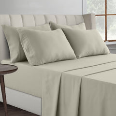 Full Size Sheet Set - Hotel Luxury 1800 Bedding Sheets & Pillowcases - Deep Pocket up to 16" Mattress Cooling Bed Sheets, Taupe