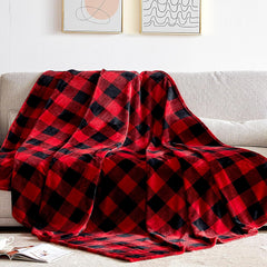 Fleece Throw Blankets, Buffalo Plaid Throw Blanket for Couch Sofa Bed, Soft Warm Fuzzy Cozy Plush Checkered Blanket, Lightweight Farmhouse Decor(Red and Black Plaid, 50“ X60”)