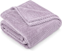 Soft Fleece Lavender Lilac Throw Blanket for Couch, Lightweight Plush Warm Blankets for Bed, Fuzzy Cozy Flannel Blanket Throw for Sofa, Travel, Jacquard Pattern, Light Purple, 50X60 Inch