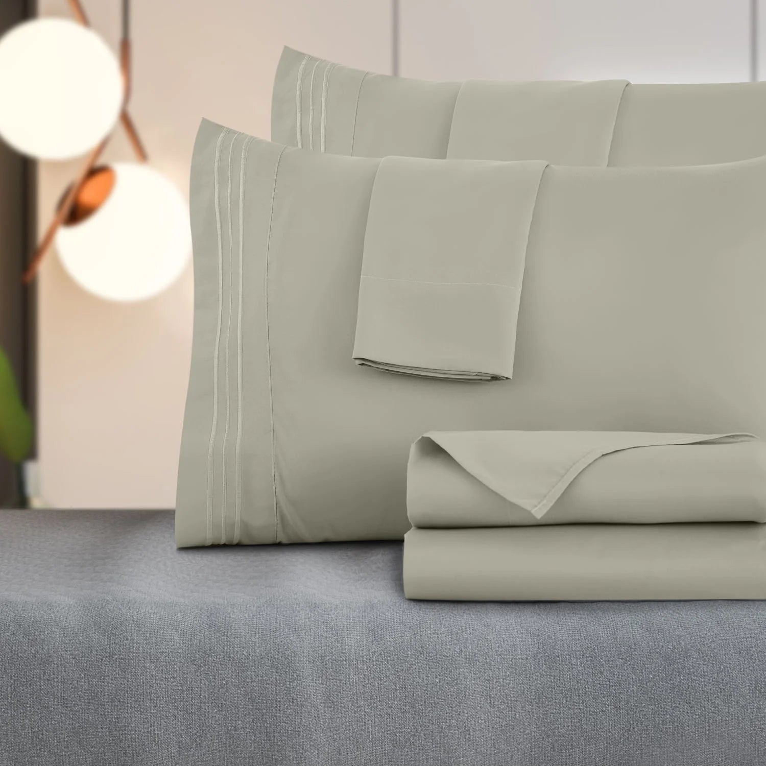 Twin Size Sheet Set - Hotel Luxury 1800 Bedding Sheets & Pillowcases - Deep Pocket up to 16" Mattress Cooling Bed Sheets, Taupe