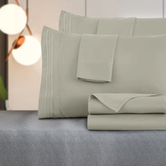 Twin Size Sheet Set - Hotel Luxury 1800 Bedding Sheets & Pillowcases - Deep Pocket up to 16" Mattress Cooling Bed Sheets, Taupe