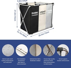 180L Large Laundry Basket, Freestanding Laundry Hamper, Collapsible Tall Clothes Hamper with Handles for Dirty Clothes Toys in the Dorm & Family Closet Storage Container and Organizer (1-Pack)