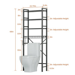 over the Toilet Storage, 4-Tier Freestanding Bathroom Shelf, above Toilet Space Saver Rack, Black