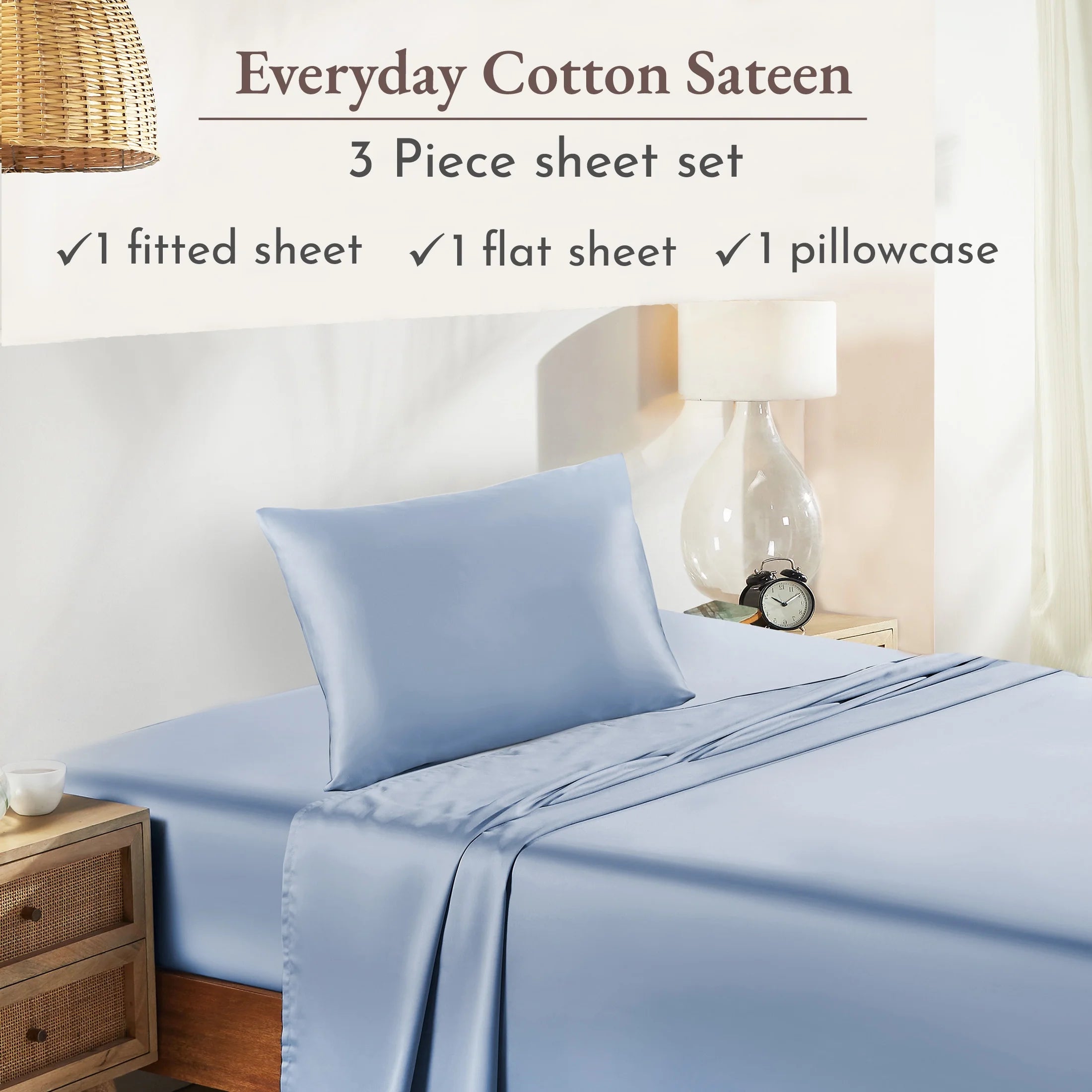 XL Twin Sheets Blue Set- 100% Cotton Bed Sheets Set, Soft Cooling Sheets, Adult/Teen 3 Piece Bedding Sheets and Pillowcase Set - Blue Hydrangea Bedding