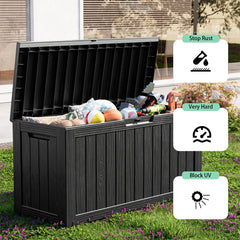 80 Gallon Resin Deck Box, Lockable Patio Outdoor Storage Box for Furniture, Garden Tools and Tools Storage, Waterproof outside Storage Boxes
