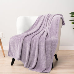 Soft Fleece Lavender Lilac Throw Blanket for Couch, Lightweight Plush Warm Blankets for Bed, Fuzzy Cozy Flannel Blanket Throw for Sofa, Travel, Jacquard Pattern, Light Purple, 50X60 Inch